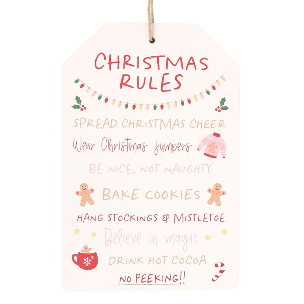 Eleanoras SUGARPLUM FUN CHRISTMAS RULES HANGING SIGN 