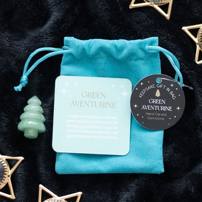 Eleanoras GREEN ADVENTURINE CRYSTAL CHRISTMAS TREE IN A BAG CRYSTALS