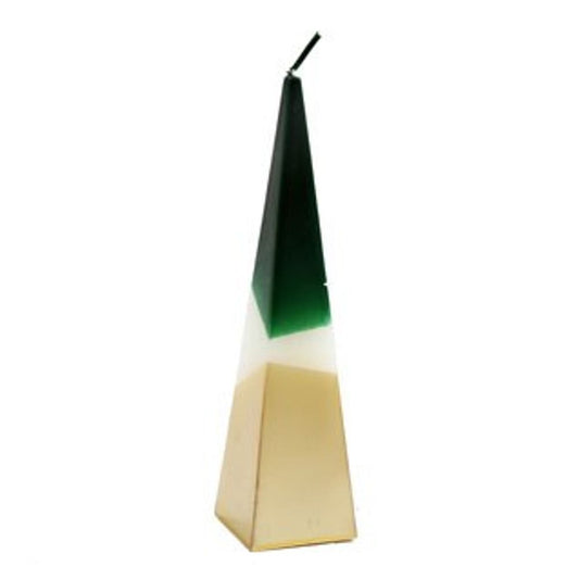 Eleanoras Green and Gold Pyramid Candle 