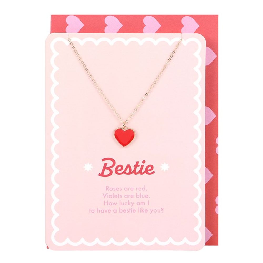 Eleanoras BESTIE ENAMEL HEART NECKLACE GREETING CARD Jewellery