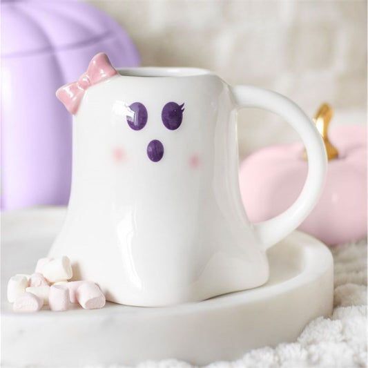 Eleanoras MISS BOO GHOST SHAPED MUG WITH BOW Mugs