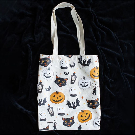 SPOOKY CAT & PUMPKIN TOTE BAG