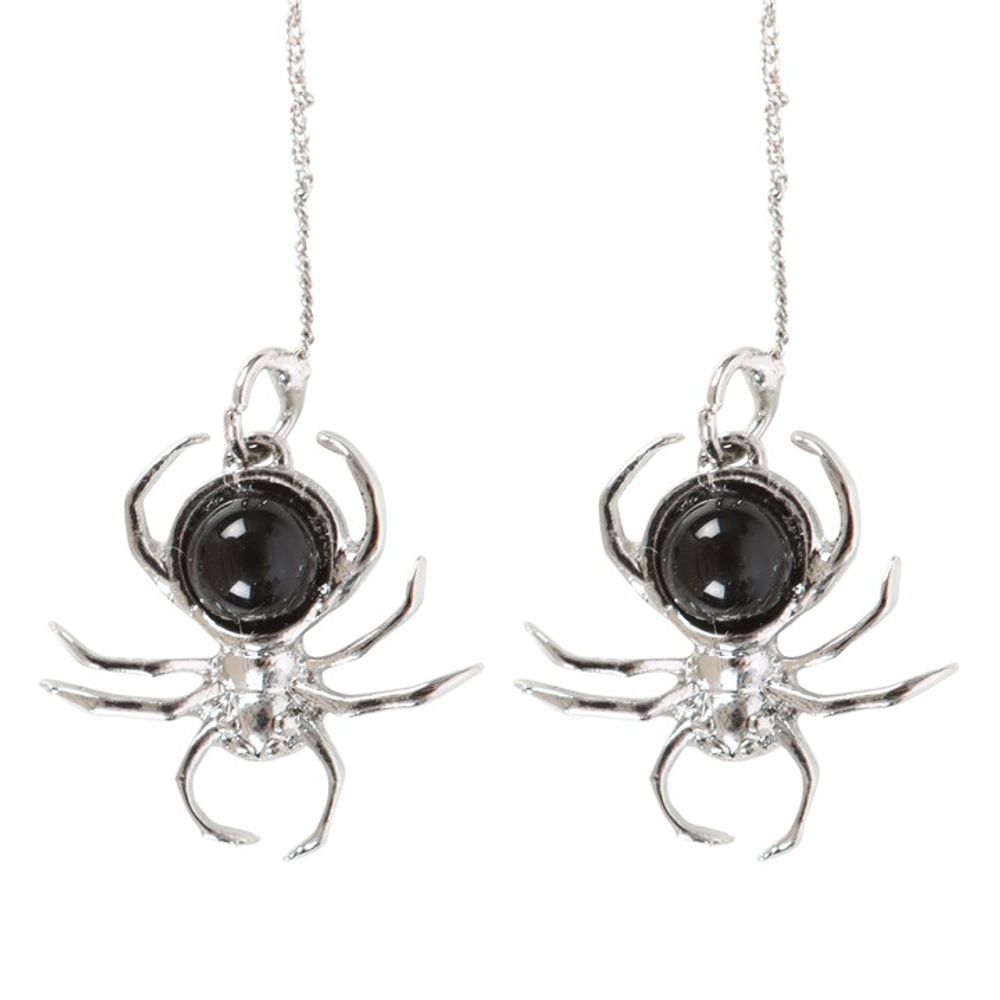 Eleanoras Spider Threader Black Obsidian Earrings Earrings