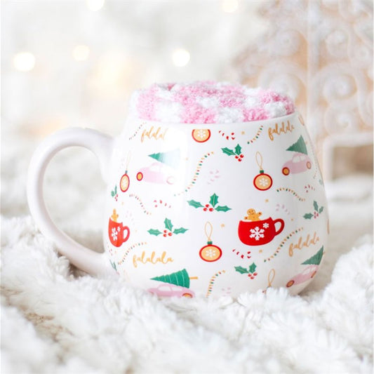 Eleanoras SUGARPLUM FUN CHRISTMAS PRINT MUG & SOCKS SETUG Mugs