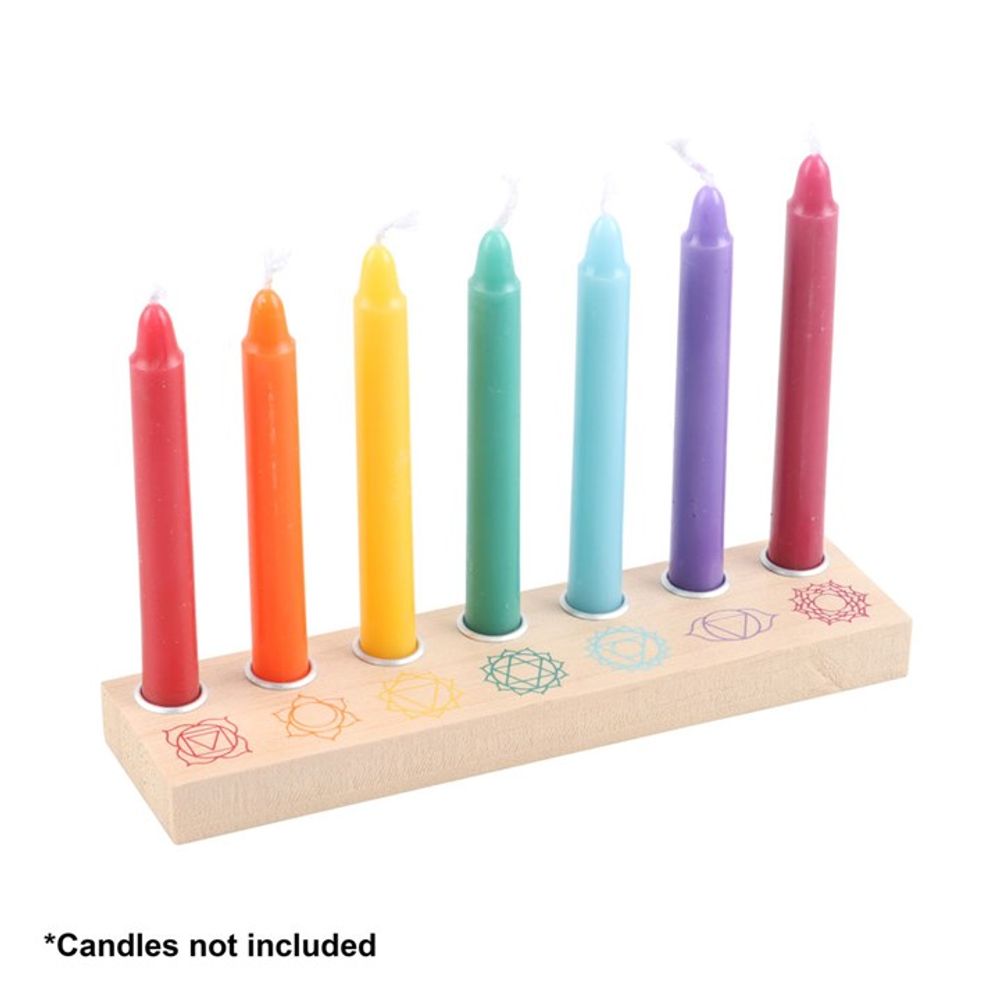 Eleanoras SEVEN CHAKRAS WOODEN ENERGY CANDLE HOLDER Candle Holders