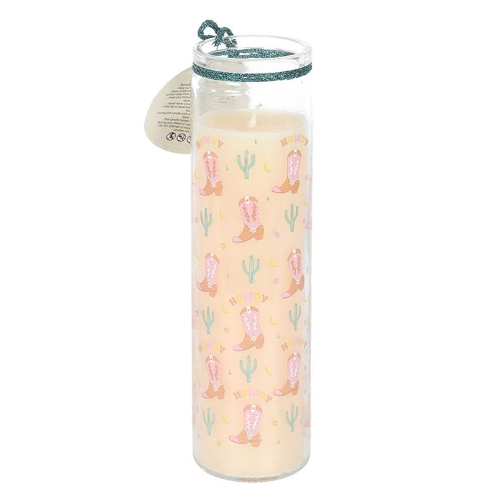 Eleanoras Howdy Cowboy Boot Print Floral Tube Candle Candles