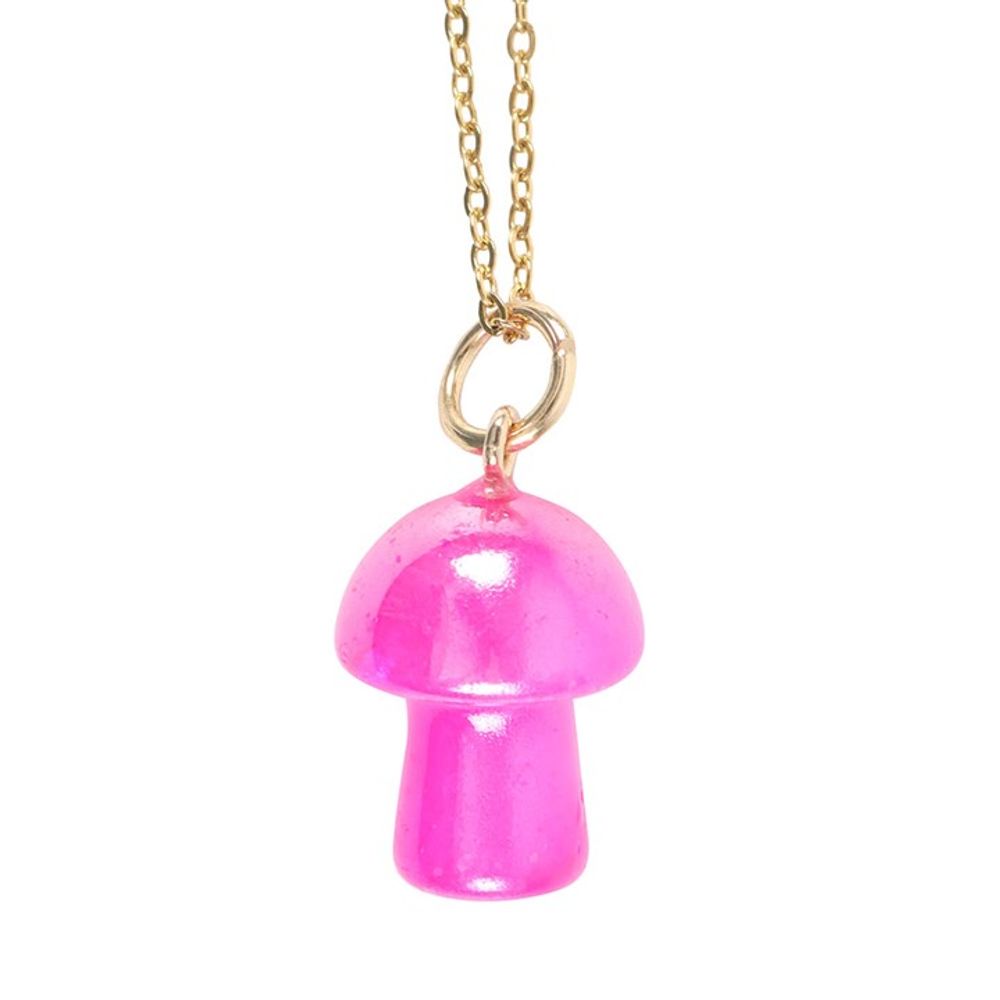 Eleanoras Pink Aura Crystal Mushroom Necklace Greeting Card Jewellery