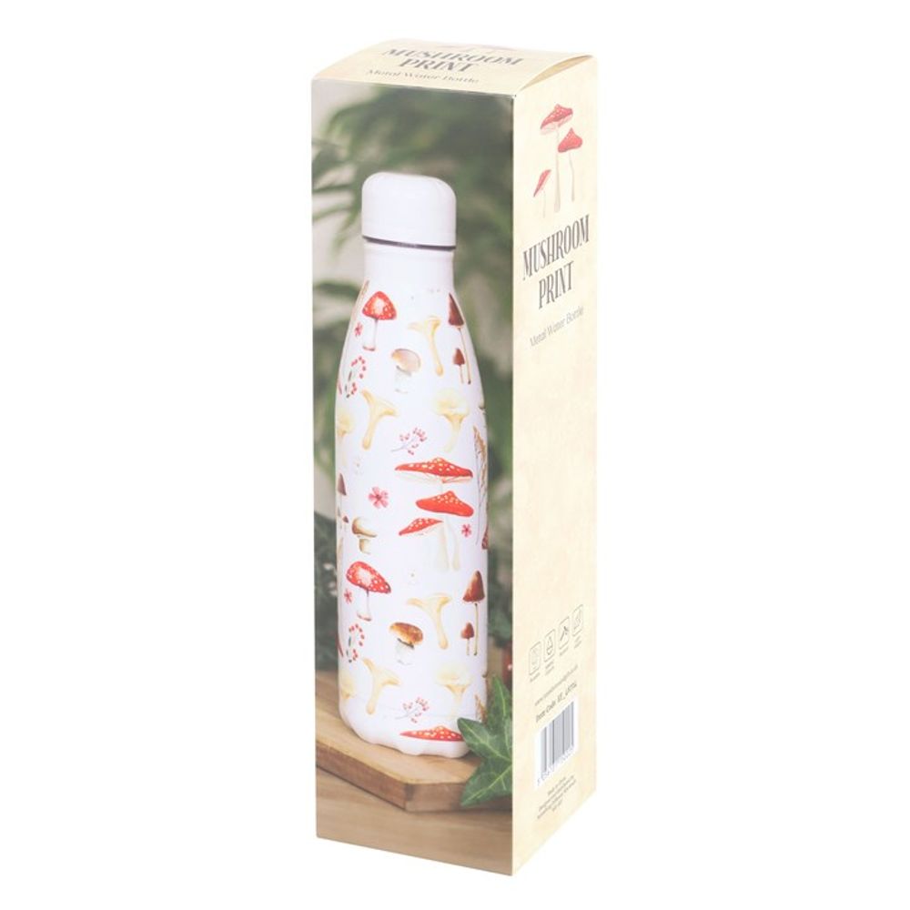 Eleanoras All Over Mushroom Print Metal Water Bottle Drinkware