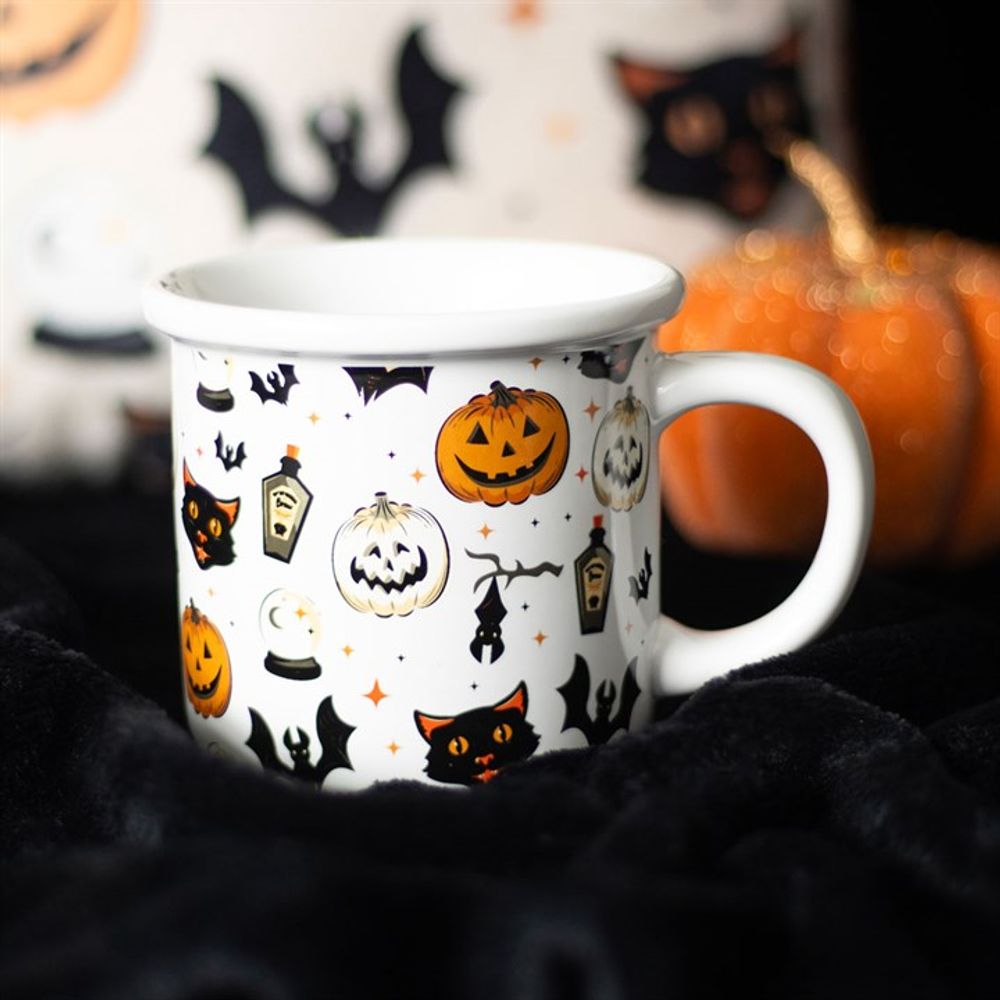 SPOOKY CAT & PUMPKIN PRINT MUG