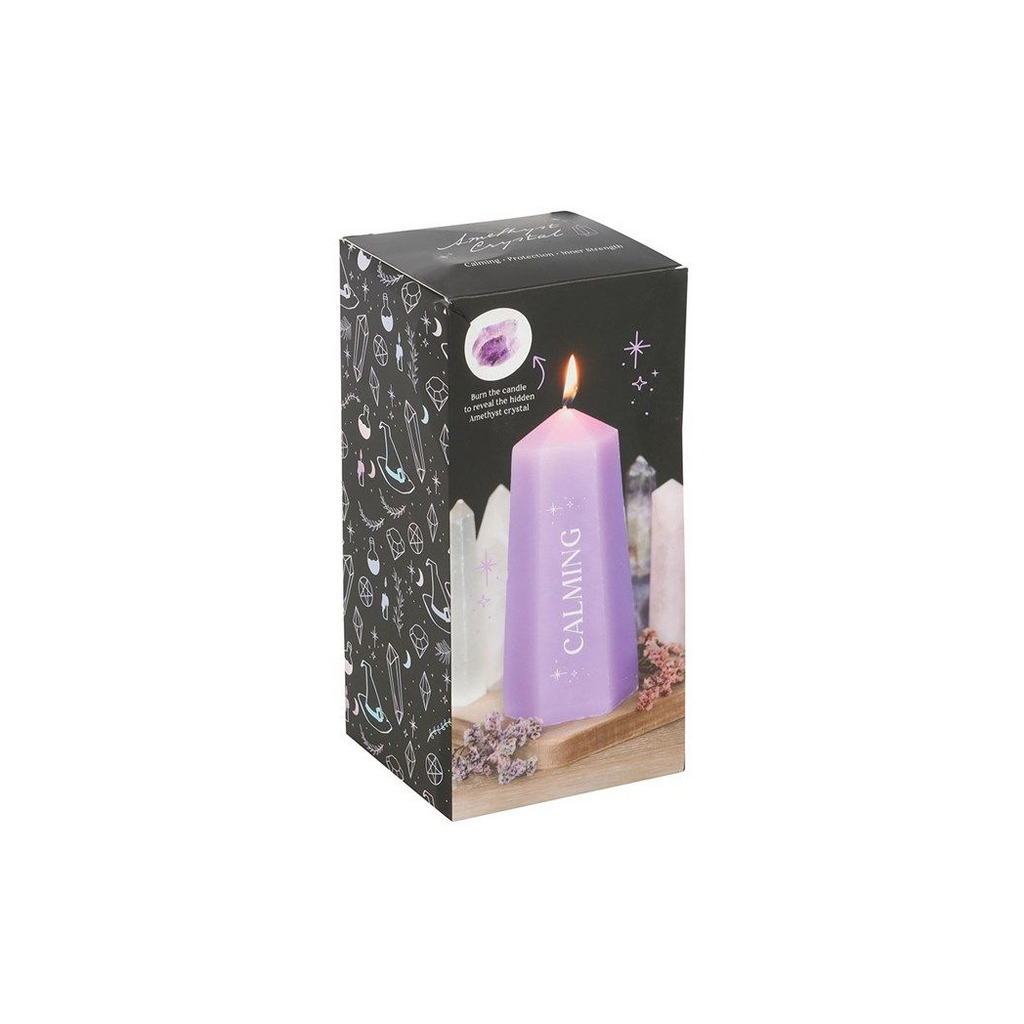 Eleanoras Calming Crystal Candle With Rough Amethyst Candles
