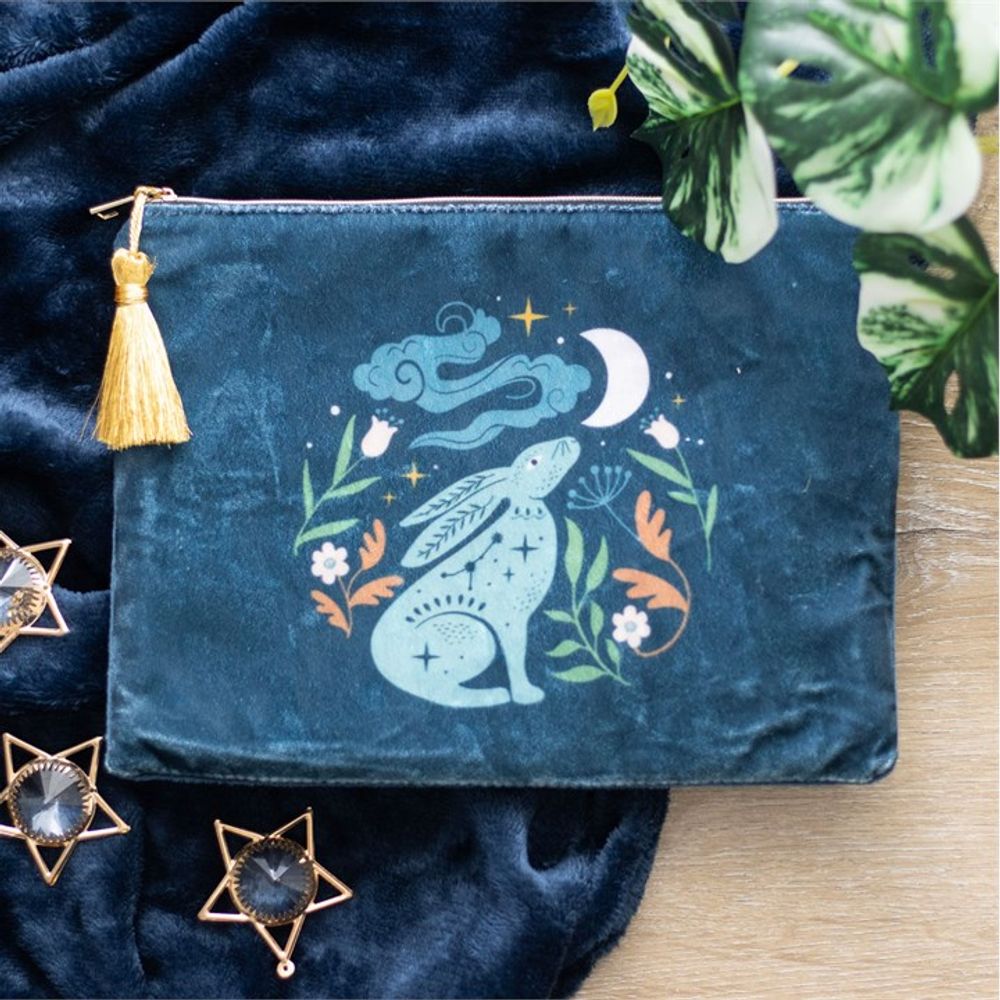 Eleanoras Midnight Hare Velvet Make Up Bag Beauty Accessories