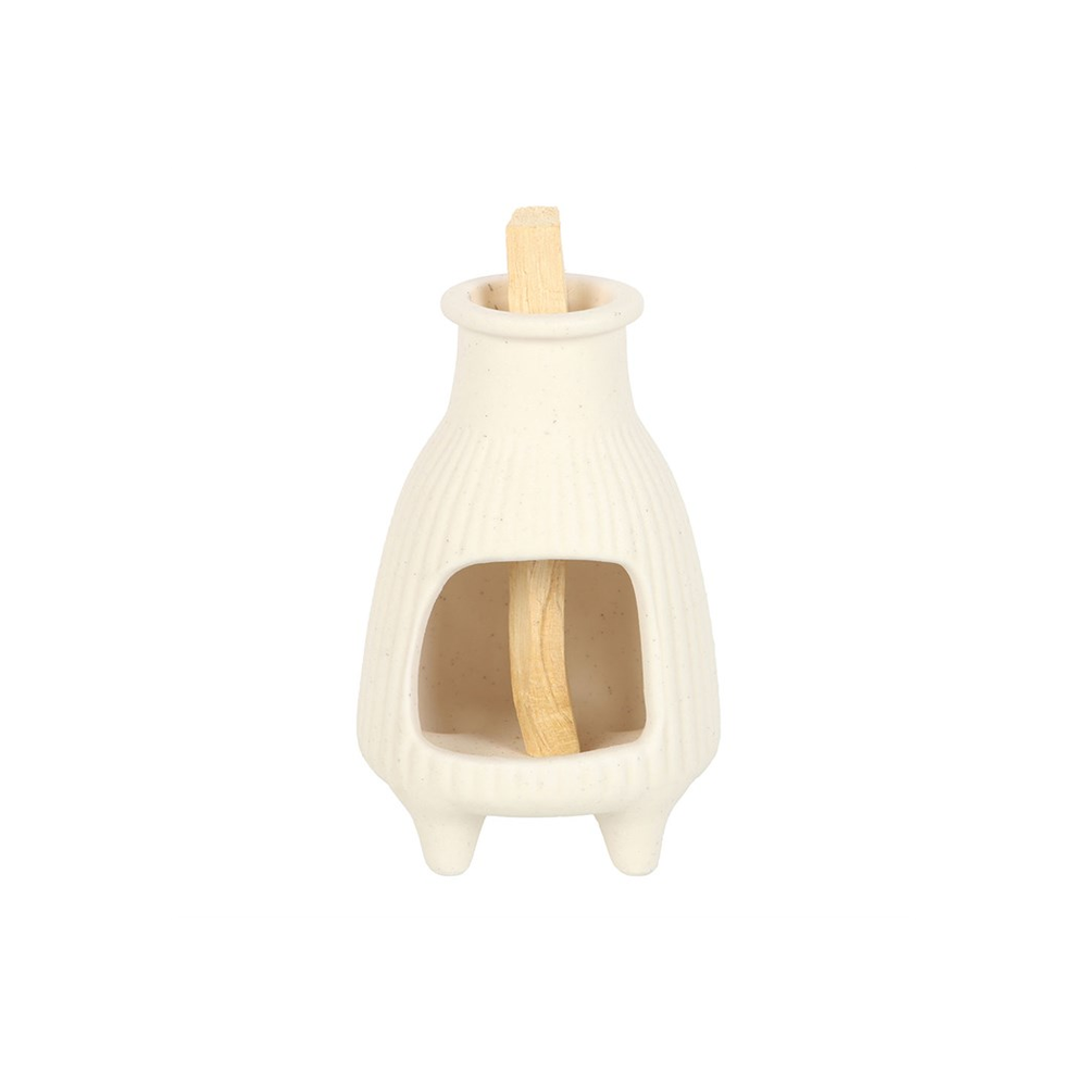 Eleanoras Cream Ribbed Palo Santo Burner 