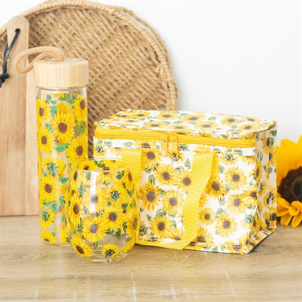 Eleanoras Sunflower Print Stemless Glass Drinkware