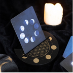 Eleanoras BLACK FLOWER OF LIFE CRESCENT MOON TAROT CARD STAND 