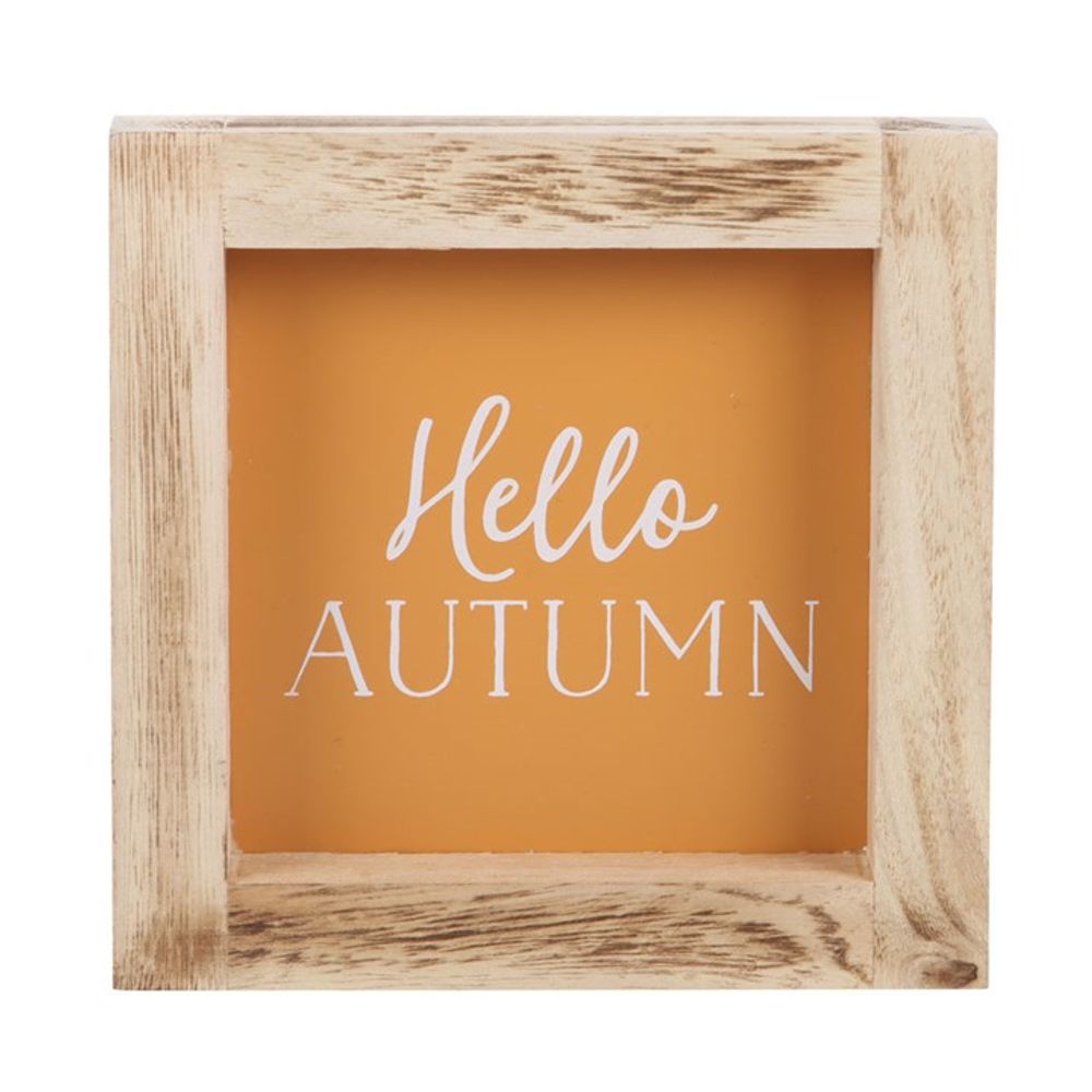 Eleanoras HELLO AUTUMN ORANGE WOODEN FRAME SIGN SIGNS & PLAQUES