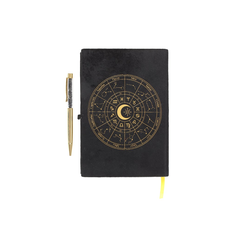 Eleanoras Astrology Wheel Journal With Black Obsidian Pen Notebooks