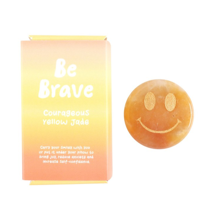 Eleanoras Be Brave Yellow Jade Happy Face Crystal Crystals