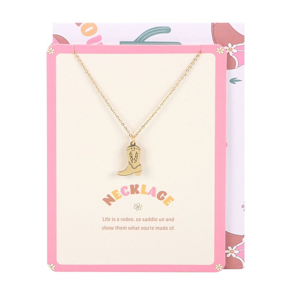 Eleanoras Cowboy Boot Necklace On Greeting Card Jewellery