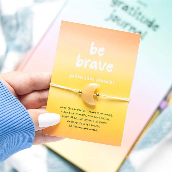 Eleanoras Be Brave Yellow Jade Crystal Moon Bracelet Jewellery