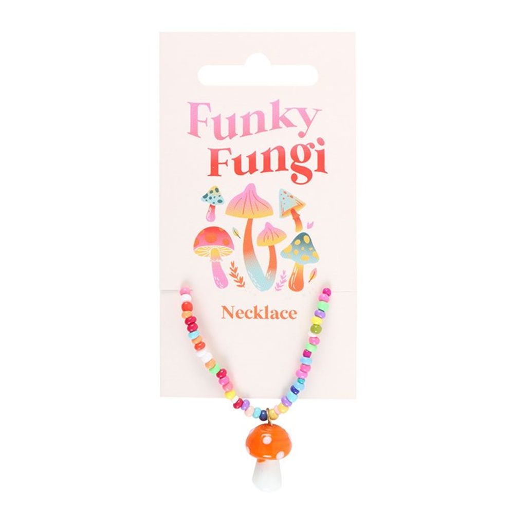 Eleanoras ORANGE MUSHROOM BEADED PENDANT NECKLACE Jewellery