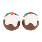 Eleanoras Christmas Pudding Salt & Pepper Shakers 