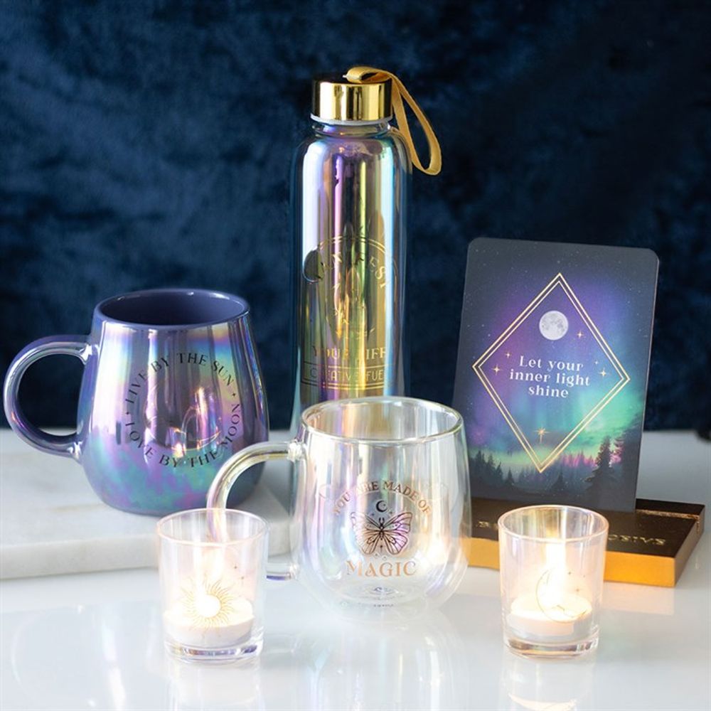 Eleanoras MANIFEST YOUR LIFE IRIDESCENT GLASS WATER BOTTLE Drinkware