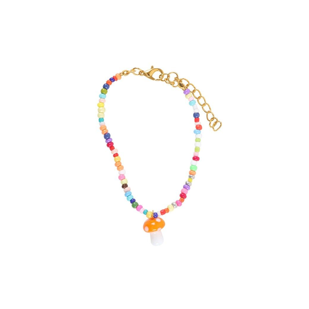 Eleanoras Orange Mushroom Beaded Charm Bracelet Jewellery