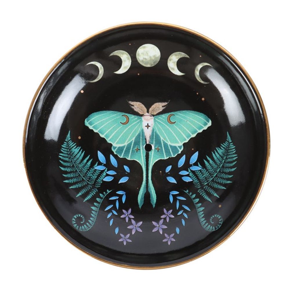 Eleanoras Luna Moth Ceramic Incense Plate Incense Holders