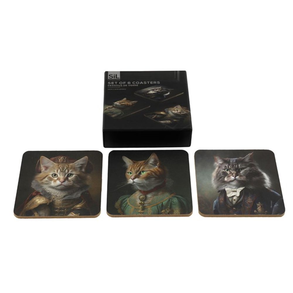 Eleanoras Set of 6 Cat Head Portrait Coasters 