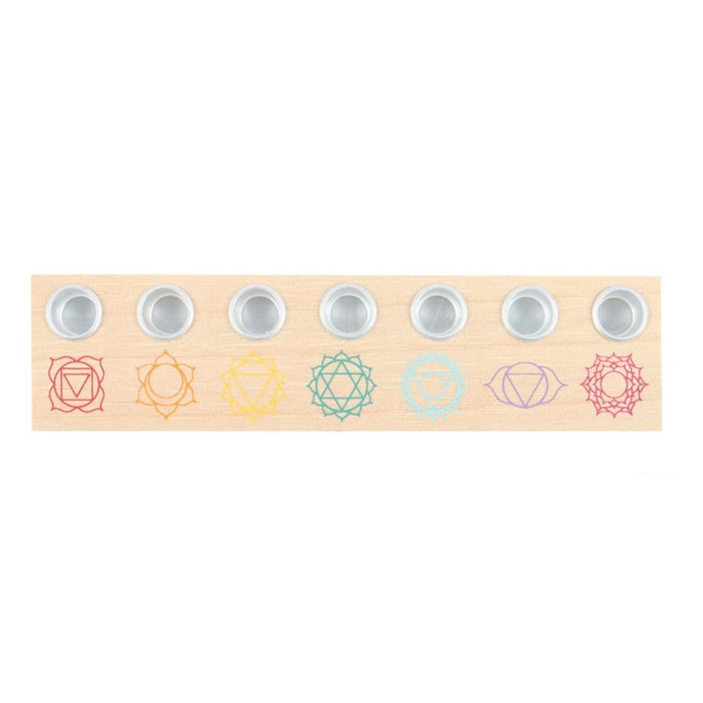 Eleanoras SEVEN CHAKRAS WOODEN ENERGY CANDLE HOLDER Candle Holders