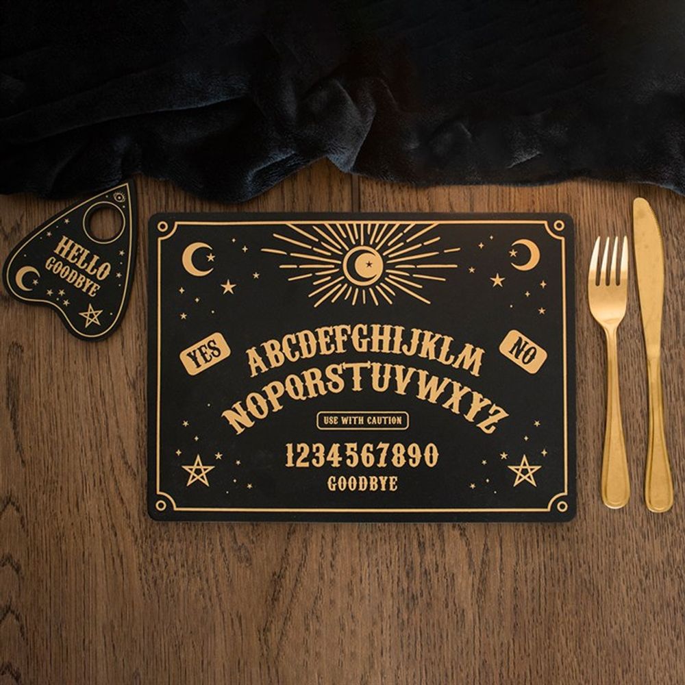 Eleanoras BLACK TALKING BOARD PLACEMAT & COASTER SET Placemats & Coasters