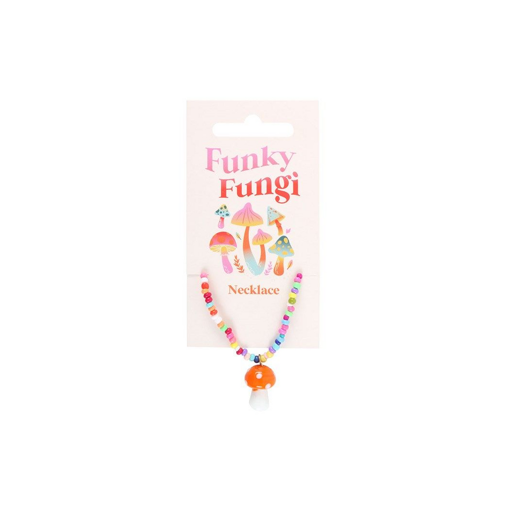 Eleanoras ORANGE MUSHROOM BEADED PENDANT NECKLACE Jewellery