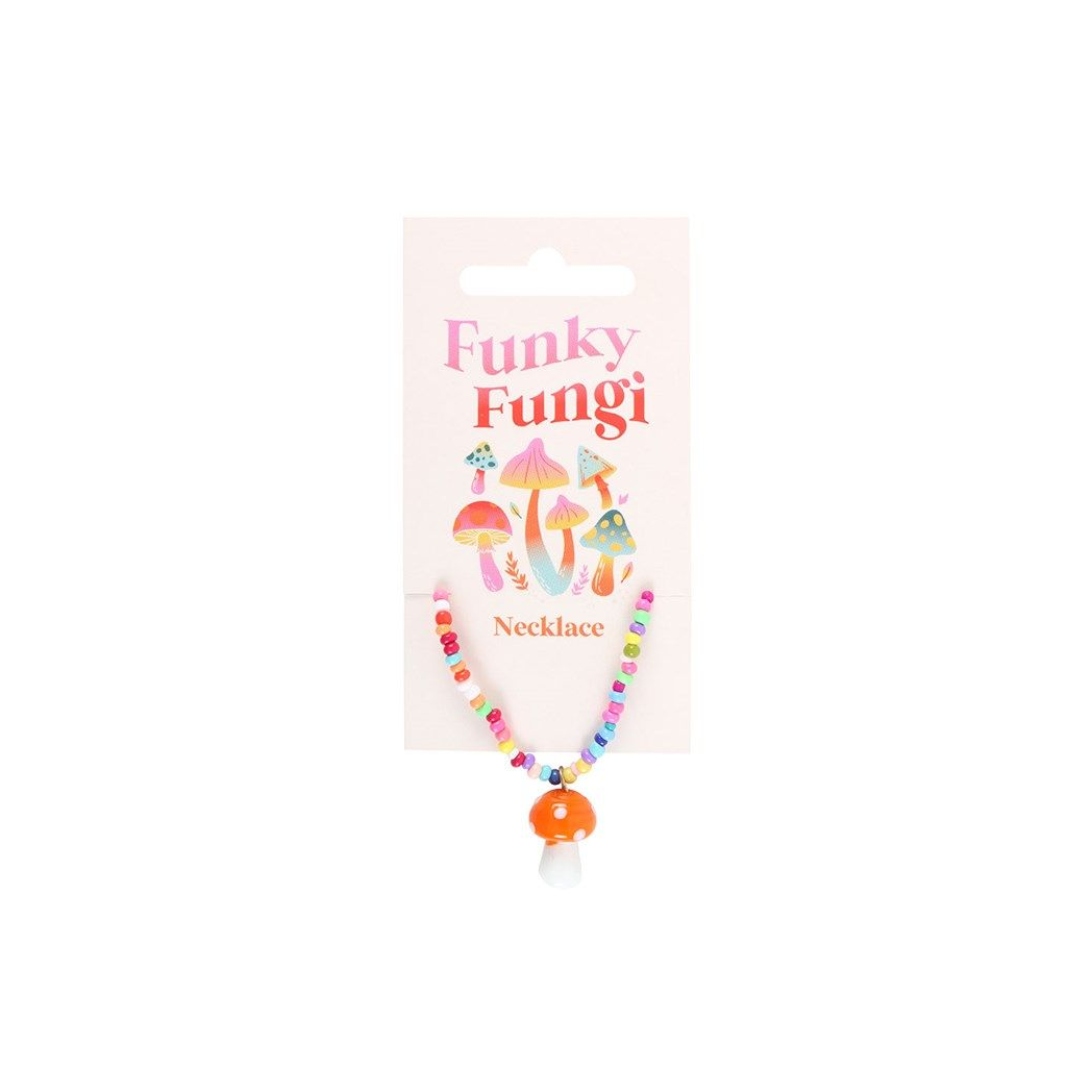 Eleanoras ORANGE MUSHROOM BEADED PENDANT NECKLACE Jewellery