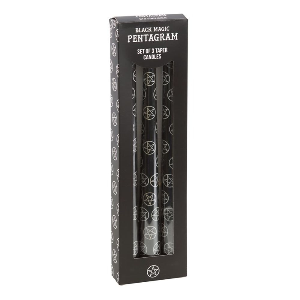 Eleanoras SET OF 3 BLACK MAGIC PENTAGRAM TAPER CANDLES Candles