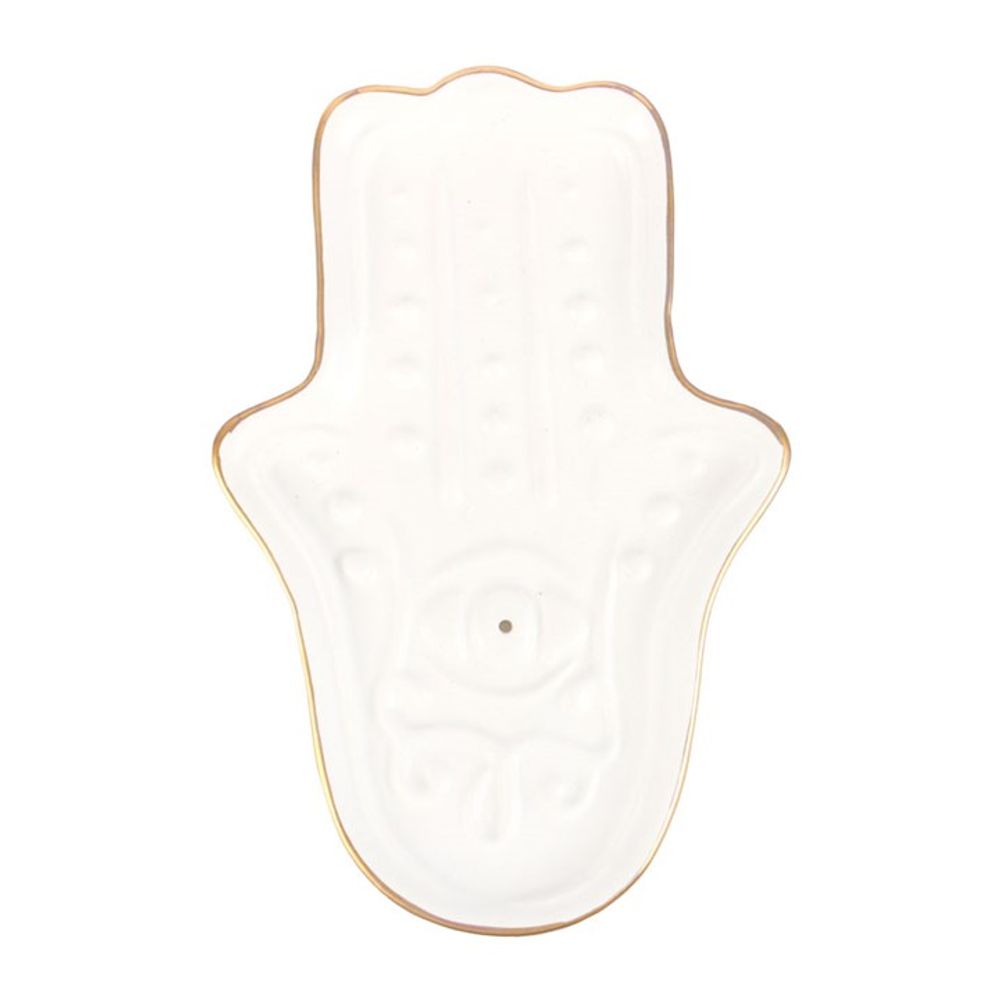 Eleanoras White Hamsa Hand Incense Stick Holder Incense Holders