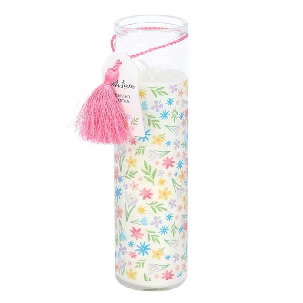 Eleanoras Spring Floral Print Fresh Linen Tube Candle Candles