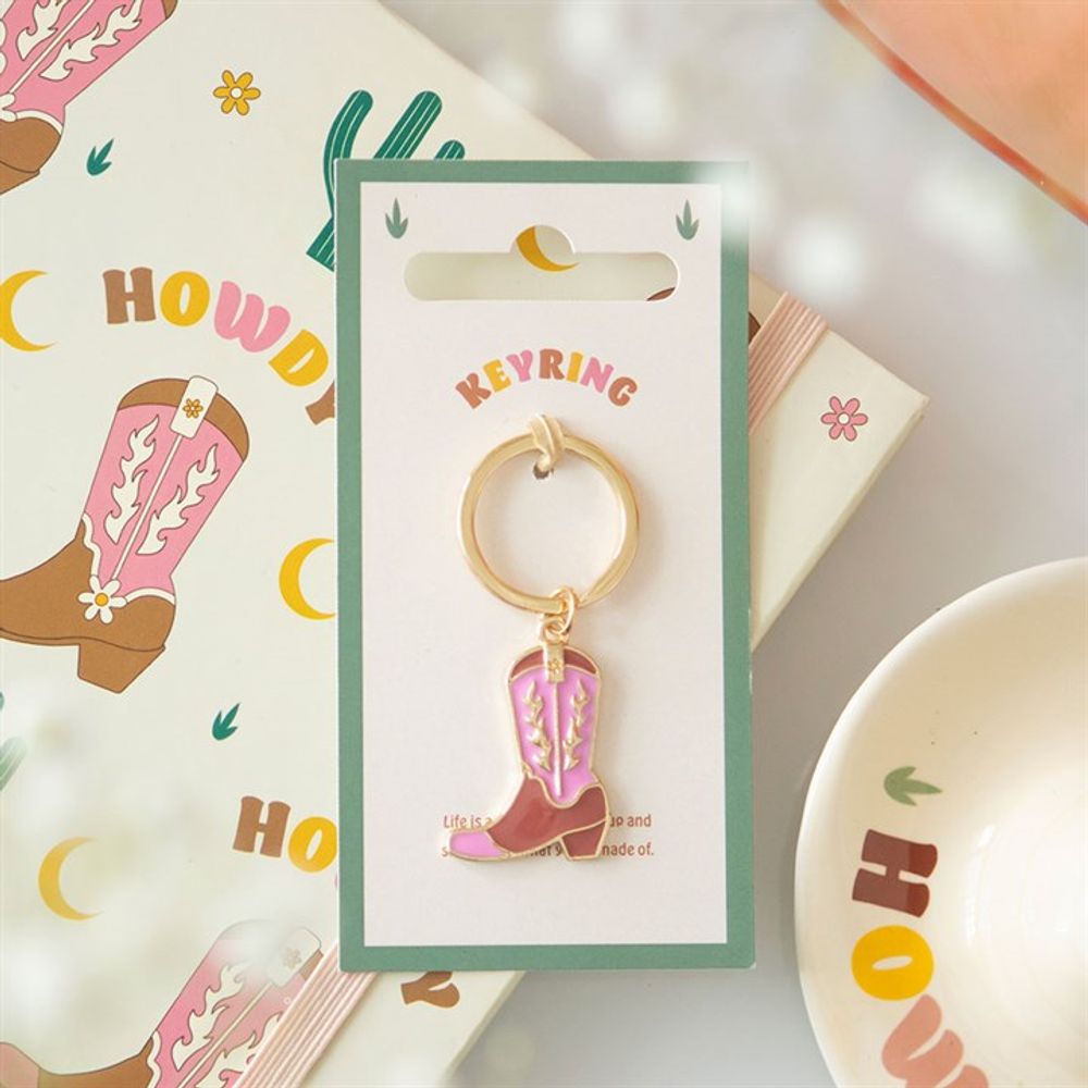 Eleanoras Pink Cowboy Boot Keyring Keyrings