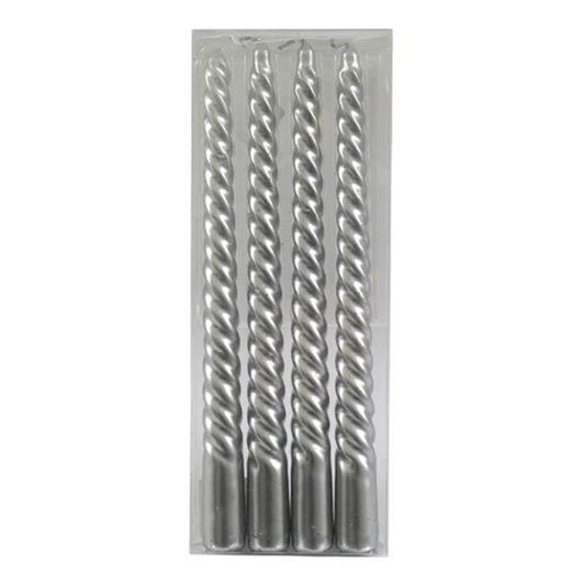 Eleanoras SET OF 4 SILVER TWIST TAPER CANDLES CANDLES