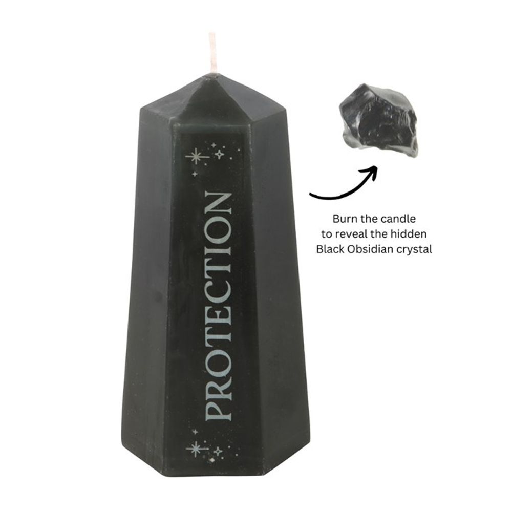 Eleanoras Protection Crystal Candle With Rough Black Obsidian Candles