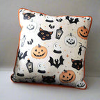 Eleanoras Spooky Cat & Pumpkin Print Cushion Cushions & Covers
