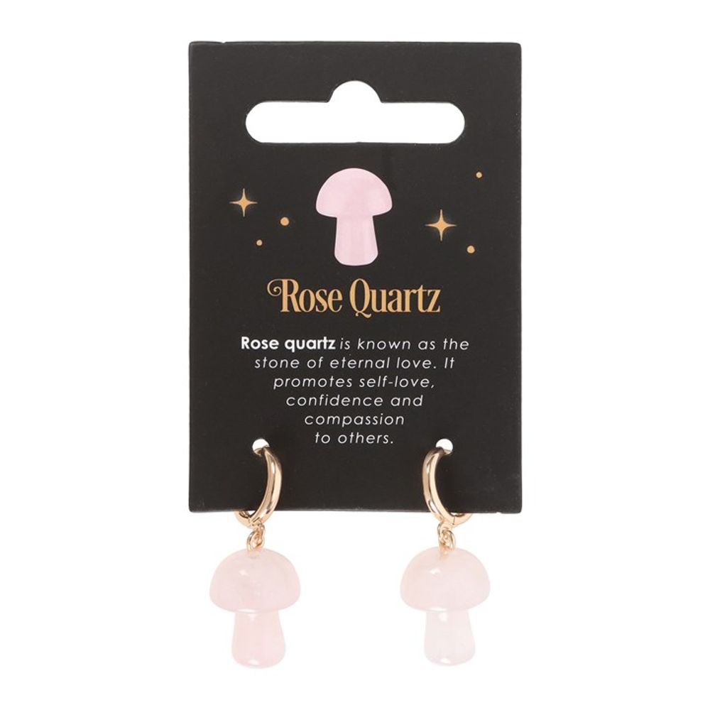Eleanoras Rose Quartz Crystal Mushroom Earrings Jewellery
