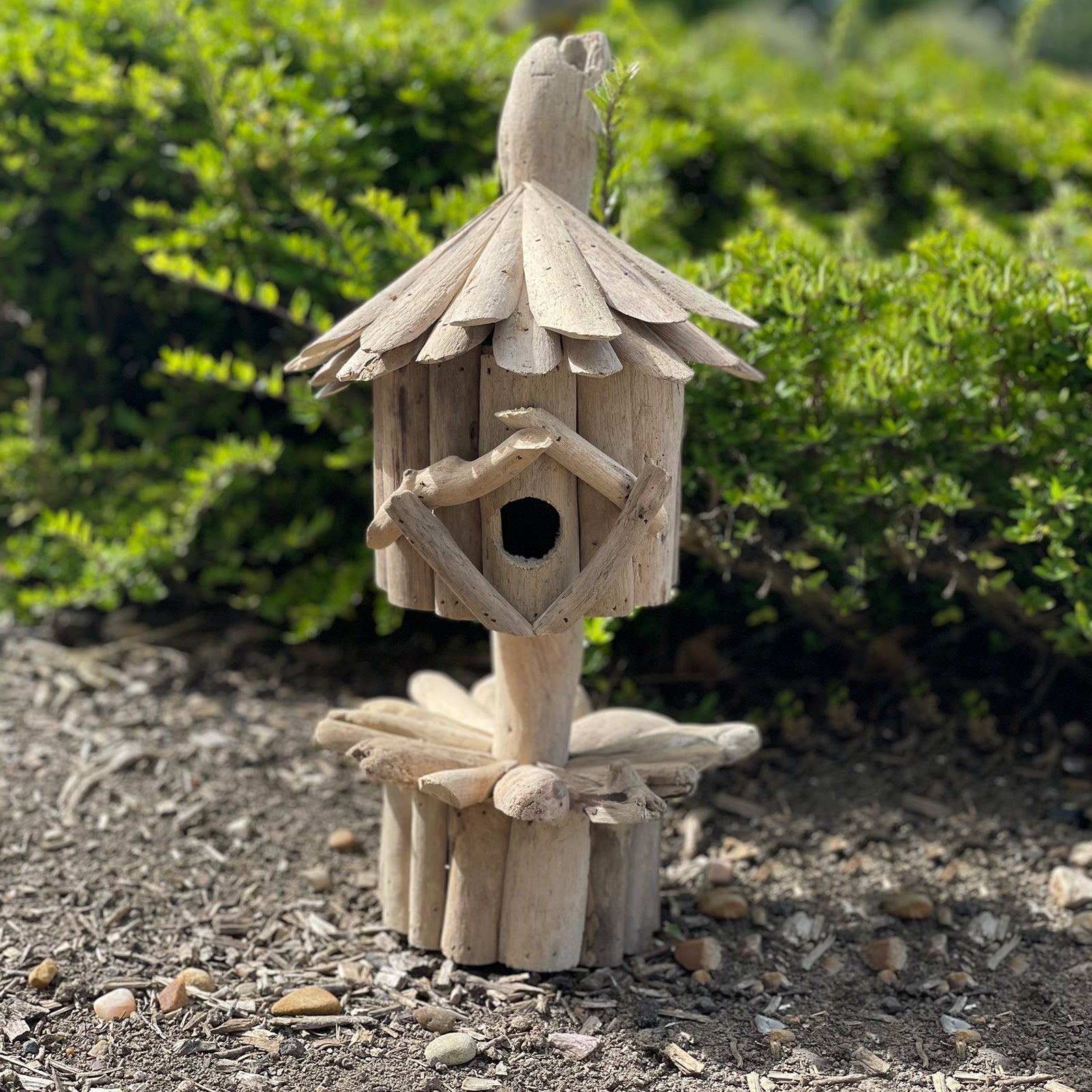Eleanoras Driftwood Birdbox On Stand Bird & Wildlife Houses
