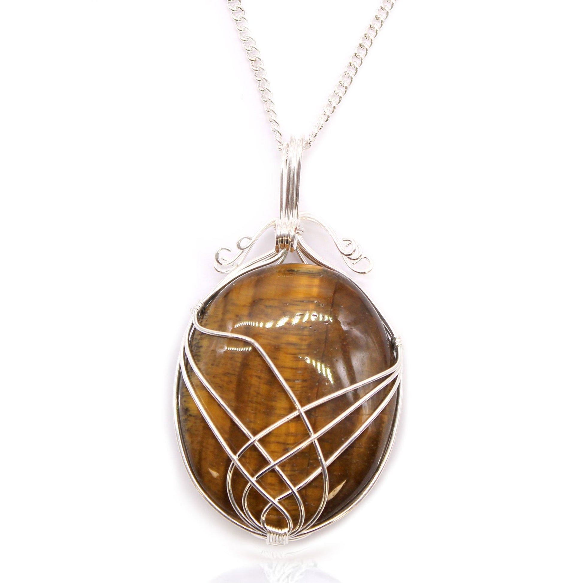 Eleanoras Tiger Eyes Swirl Wrapped Gemstone Necklace 