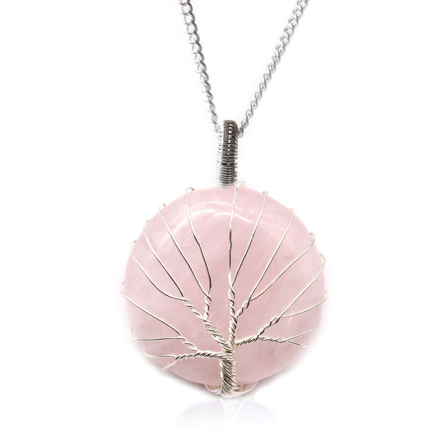 Rose Quartz Tree of Life Gemstone Necklace