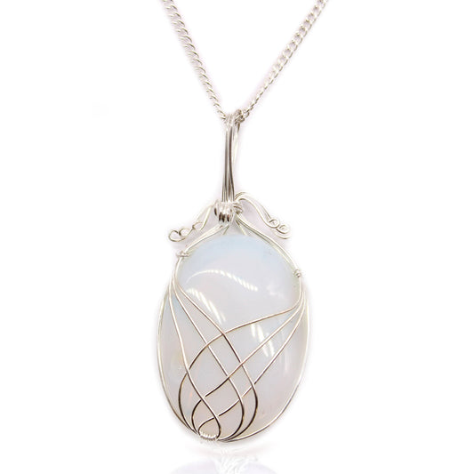 Eleanoras Opalite Swirl Wrapped Gemstone Necklace 