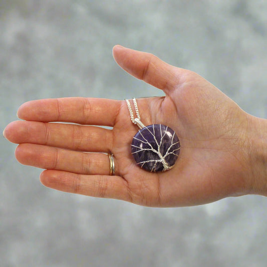 AMETHYST TREE OF LIFE GEMSTONE NECKLACE