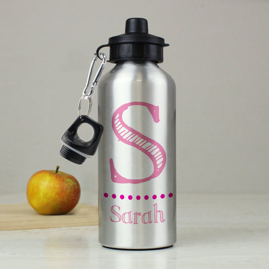 PINK PERSONALISED SILVER DRINKS BOTTLE  from Eleanoras
