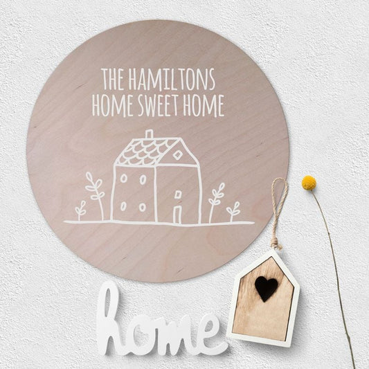 Eleanoras Home Sweet Home Personalised Wood Circle Plaque 