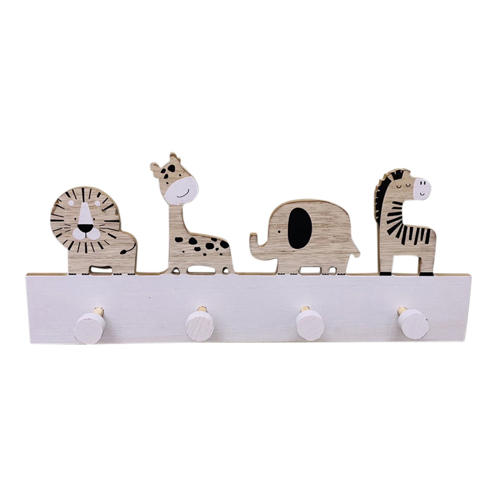 Eleanoras Wooden Animal Carvings with 4 Coat Hooks 