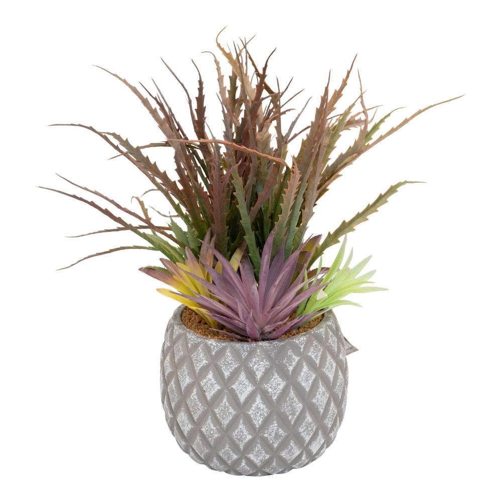 Eleanoras SUCCULENTS IN LARGE LATTICE GREY POT Artificial Plants